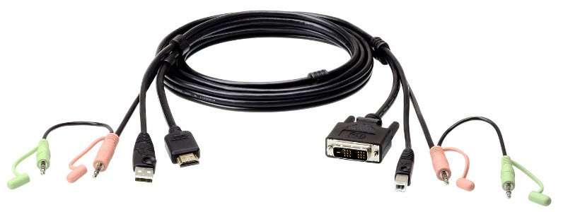 Aten 2L-7D02DH 1.8M USB HDMI to DVI-D KVM Cable with Audio