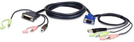 Aten 3m USB VGA to DVI-A KVM cable with audio