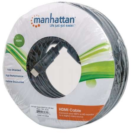 Manhattan High Speed HDMI Cable - HDMI Male to Male Shielded Black 22.5 m