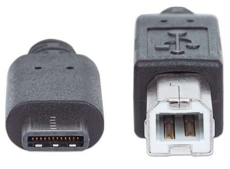 Manhattan Hi-Speed USB C Device Cable - USB 2.0 Type-C Male to Type-B Male 480 Mbps 1m (3 ft.) Black
