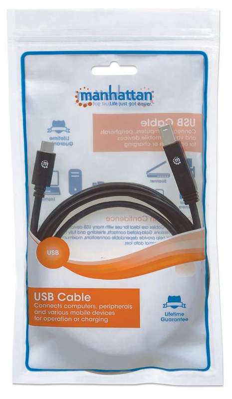 Manhattan SuperSpeed USB C Device Cable - USB 3.1 Gen 1 Type-C Male to Type-B 2m