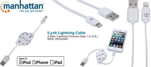 Manhattan iLynk Lightning Cable - A Male / Lightning Connector Male, 1 m (3 ft.)