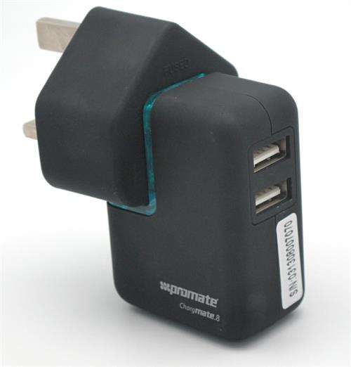 Promate chargMate 8 All in one Multi-regional USB power adapter with dual USB charing port and mo...