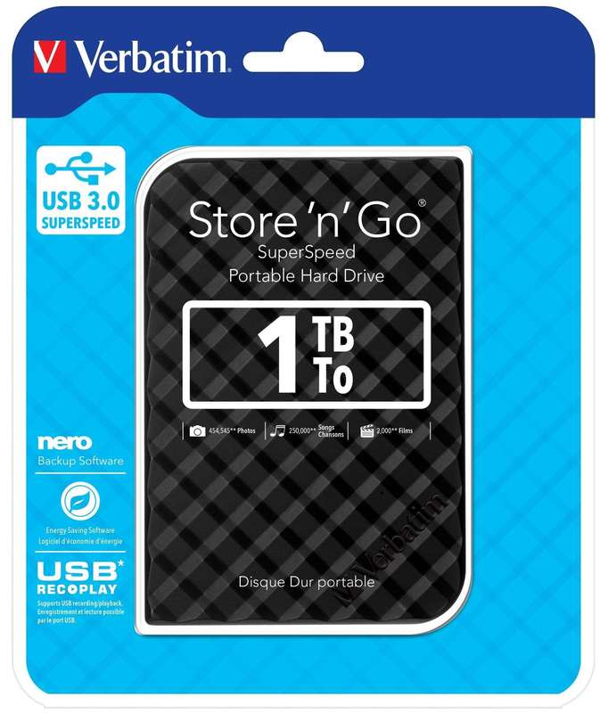 Verbatim Store n Go USB 3.0 1TB Black External Hard Drive