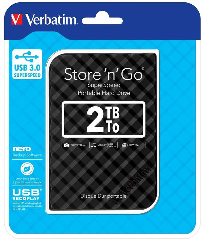 Verbatim Store n Go USB 3.0 2TB Black External Hard Drive