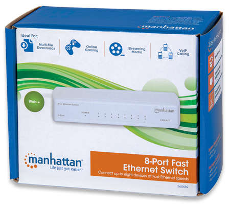 Manhattan 8-Port Fast Ethernet Switch Plastic