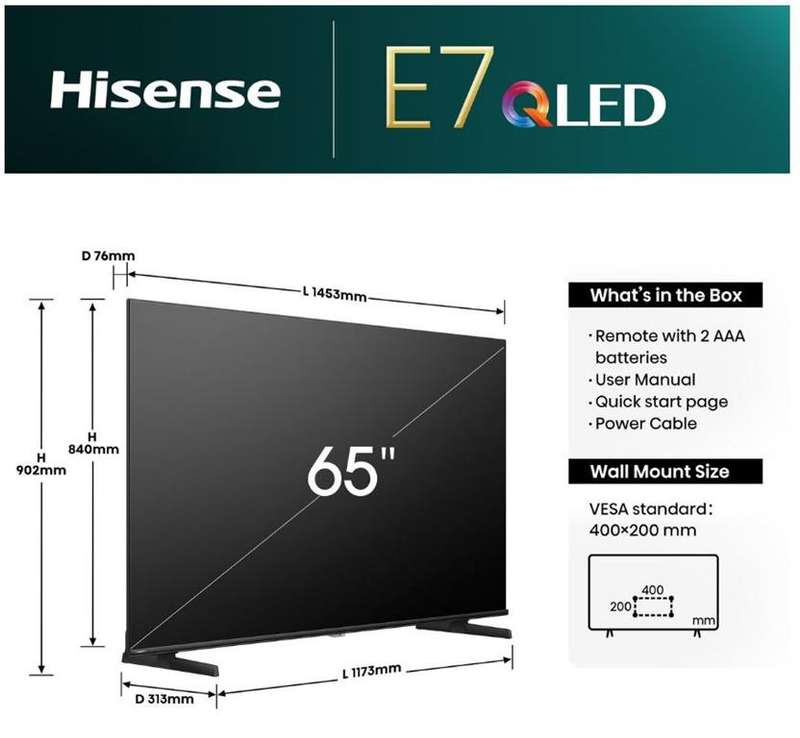 Hisense 65 inch E7N Series QLED Smart TV