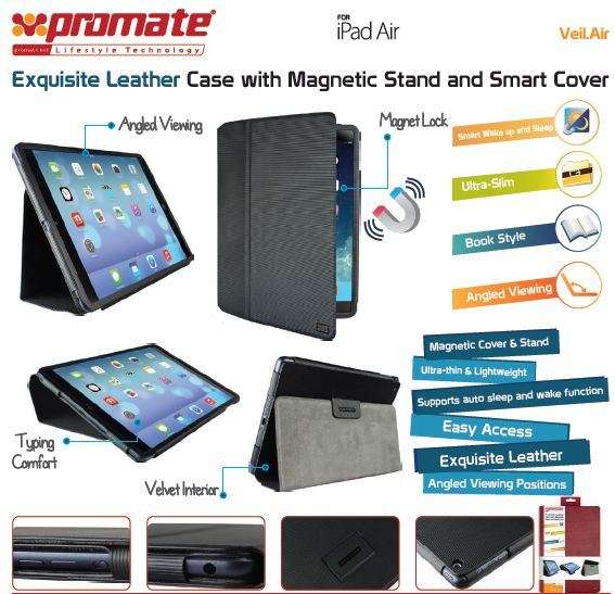 Promate Veil-Air Ultra Slim Promate Protective with Stand Function for iPad Air White