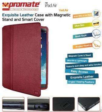 Promate Veil-Air Ultra Slim Promate Protective with Stand Function for iPad Air Red