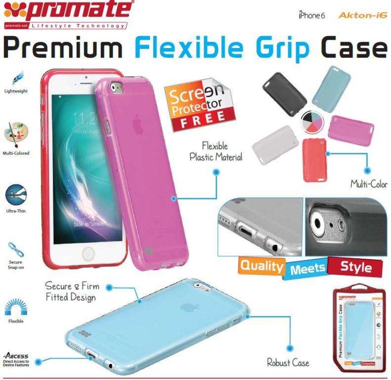 Promate Akton-i6 Multi-colored flexi-grip designed case for iPhone 6 Colour Red