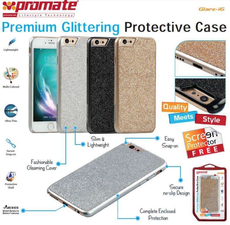 Promate Glare-i6 Premium Glittering Protective Case Colour Black
