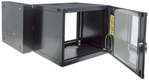 Intellinet 19 inch Double Section Wallmount Cabinet - 15U Flatpack Black 600 mm (23.62 inch) depth