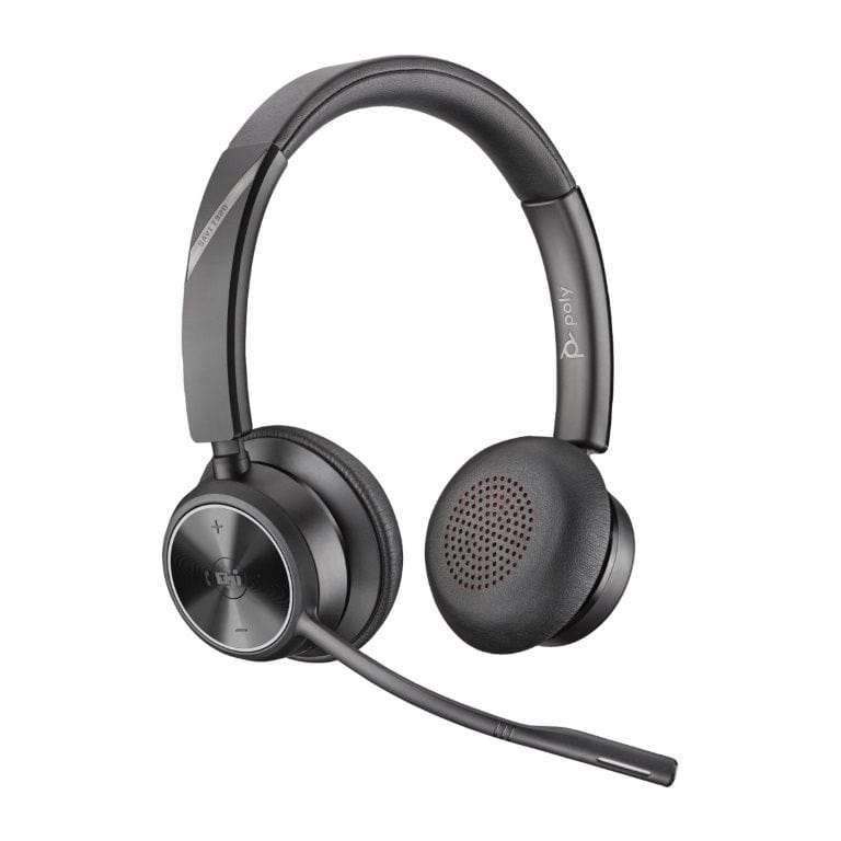 Poly Savi 7320 UC MS Stereo Wireless Headset with DECT Adapter and Charging Stand