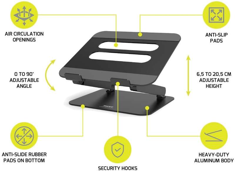 Port Connect Ergonomic Aluminium 15.6 inch Notebook stand