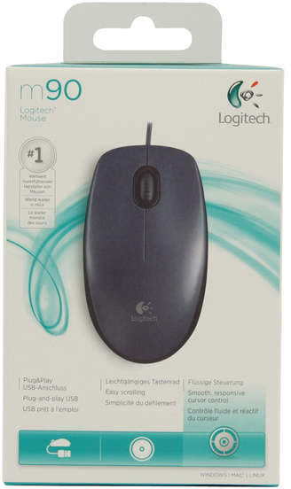 Logitech M90 Corded USB Mouse Grey