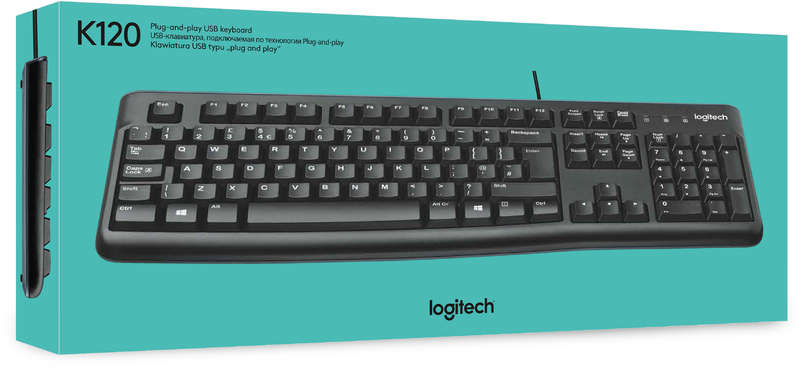 Logitech Corded Keyboard K120 Comfortable Quiet Typing