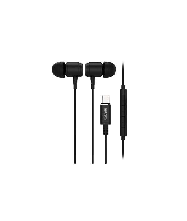 Astrum EB510 USB-C Metal Stereo Earphones with Mic - DAC Black