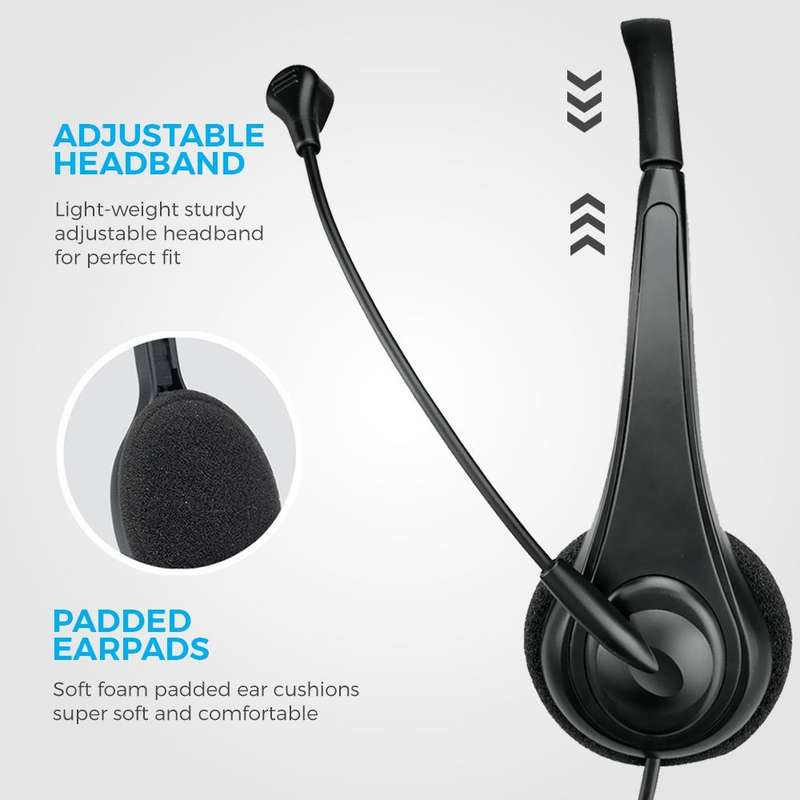 Astrum HS110 Classic Stereo Headphones + Mic Black