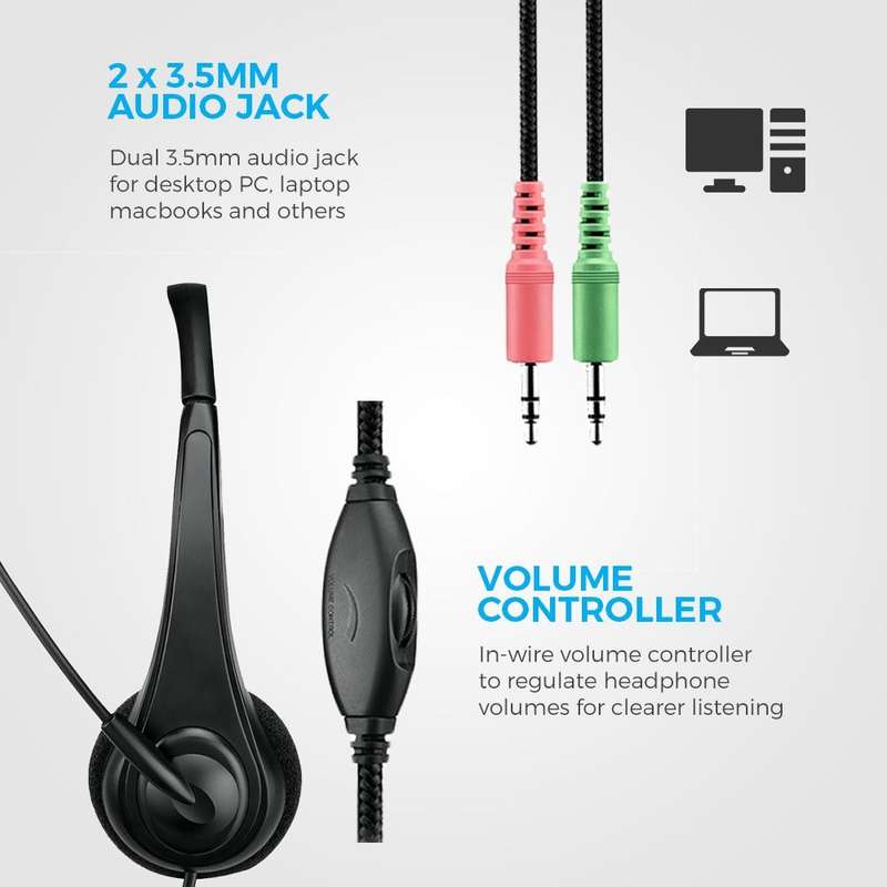 Astrum HS110 Classic Stereo Headphones + Mic Black