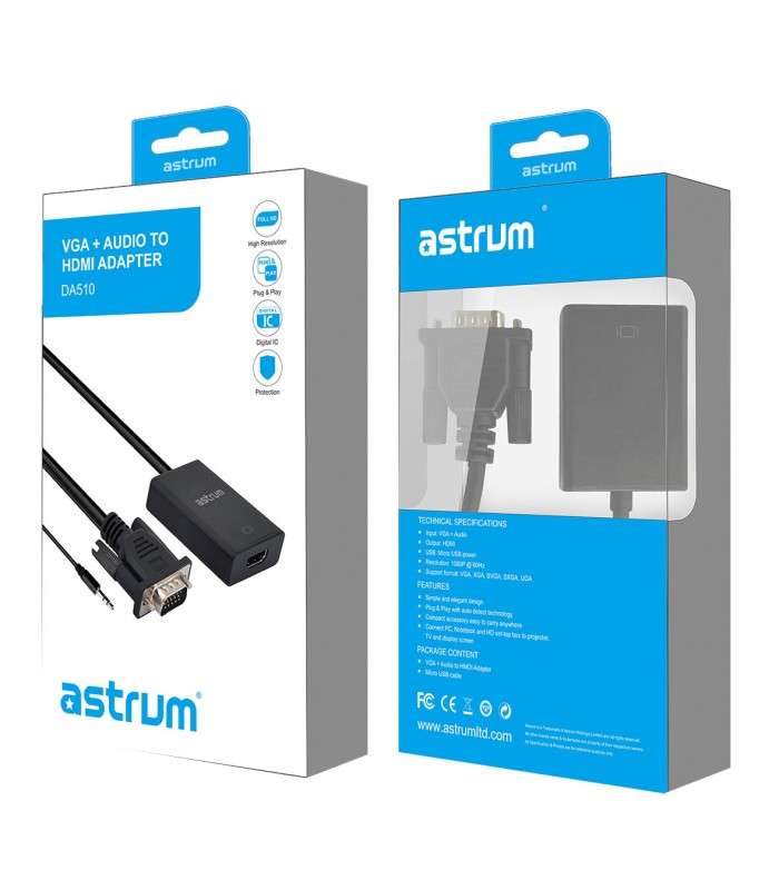 Astrum DA510 VGA Male to HDMI Female Adapter