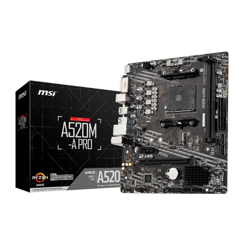MSI A520M-A PRO AMD AM4 MATX Gaming Motherboard - A520M-APRO