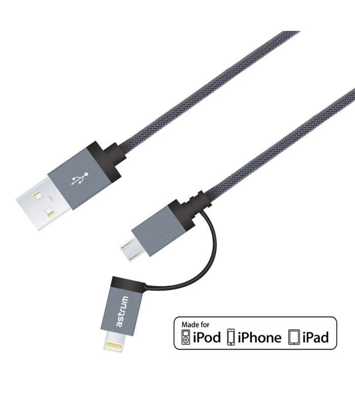 Astrum AC330 Charge / Sync Cable 8pin + 13 pin Titanium