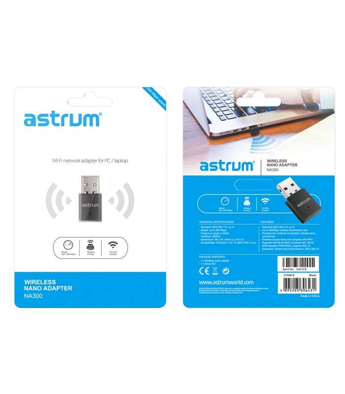Astrum NA300 Nano Wi-fi Network Adapter 300mbps for PC/Laptop