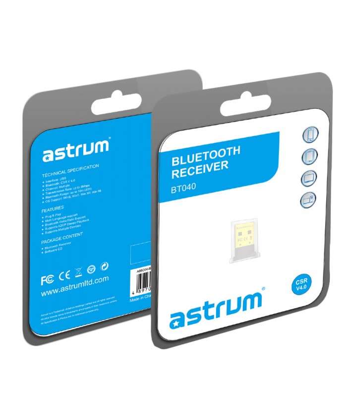 Astrum BT040 Nano Bluetooth Receiver CSR4.0 Dual Connection Black