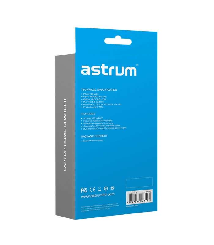 Astrum CL760 90W AC Adapter for Toshiba Laptops Black