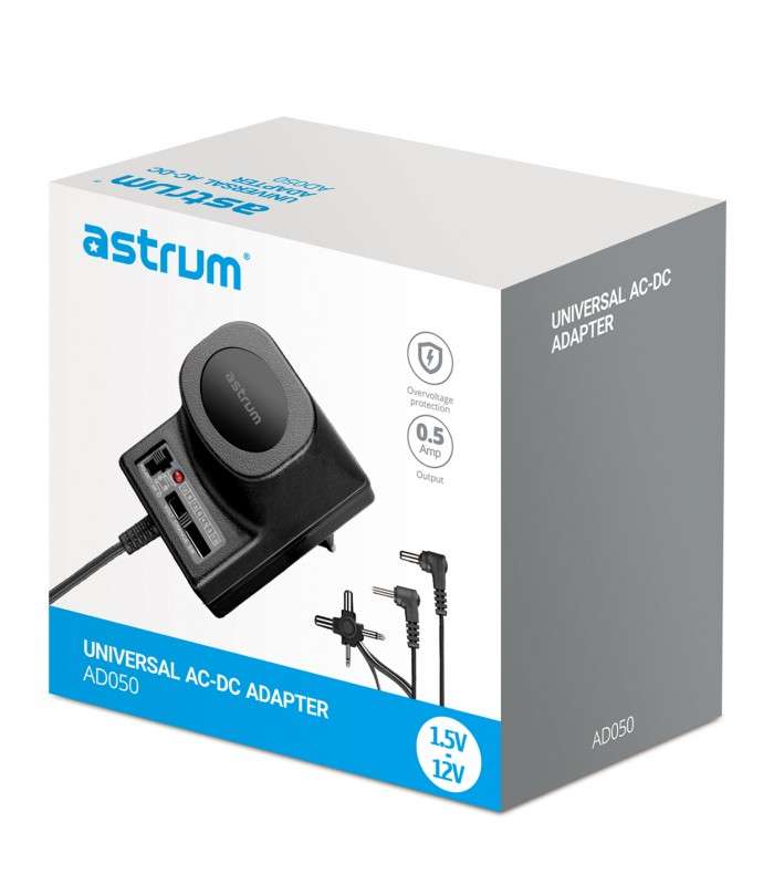 Astrum AD050 AC-DC,3-12V 500Ma 6P Uni Adap Blk