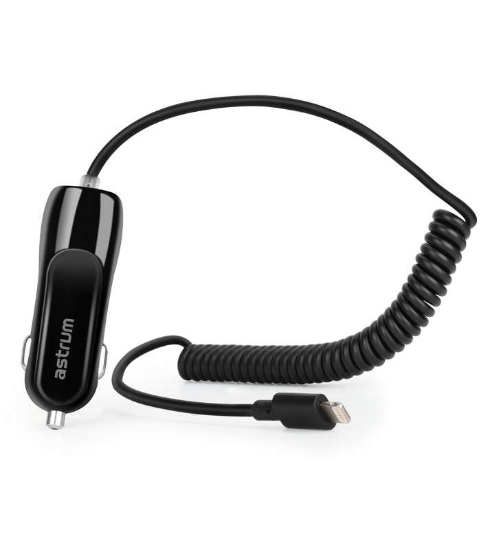 Astrum CC390 Car Charger 8Pin 2.4A 1.5M Mfi Black