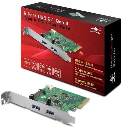 Vantec ugt-PC370A 2-Port USB 3.1 Gen II Type-A PCIe Host Card