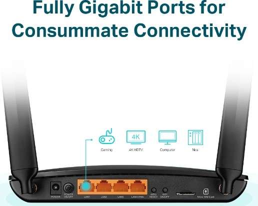 TP-Link 4G+ Cat6 AC1200 Wireless Dual Band Gigabit Router