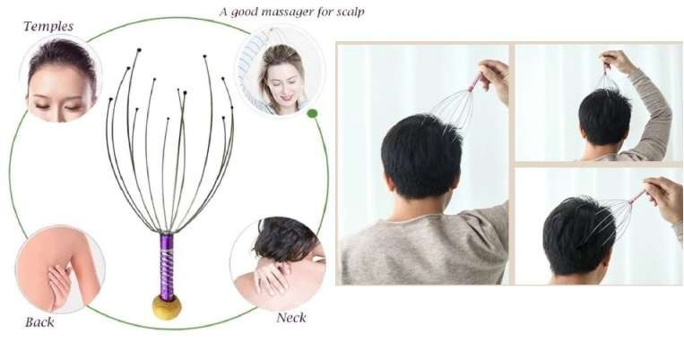 Casey 12 Fingers Head And Scalp Hand Held Manual Massager Purple