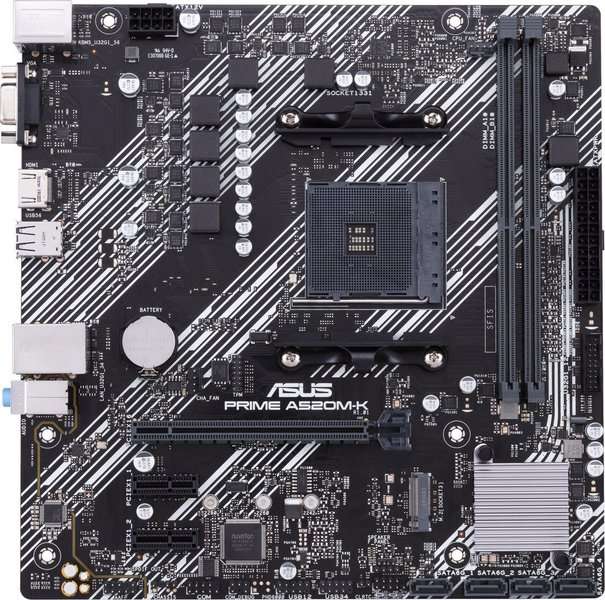 ASUS PRIME A520M-K AMD A520 (Ryzen AM4) micro ATX motherboard with M.2 support 1 Gb Ethernet HDMI...