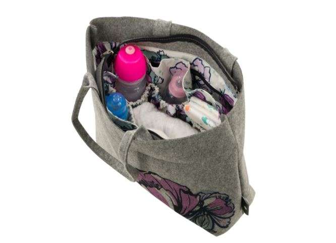 Totes Babe Peony Diaper Tote Grey