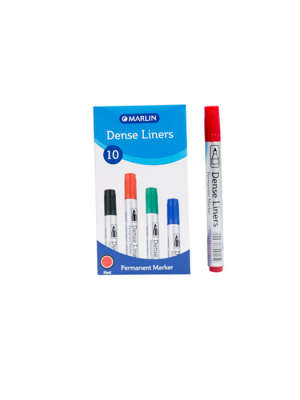 Marlin Dense Permanent Markers 10&#039;s Red, Retail Packaging, No Warranty