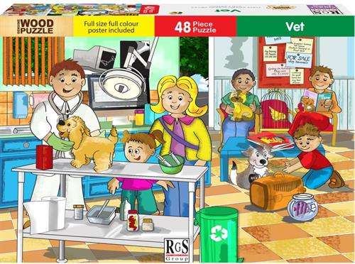 RGS 48 Piece A4 Wooden Puzzle Vet-Interlocking Pieces 210 x 297mm, Each Puzzle Contains A Full Si...