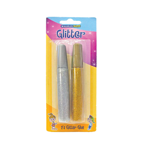 Marlin Kids Glitter Glue 10ml 2&#039;s - Gold &amp; Silver blister card, Retail Packaging, No War...