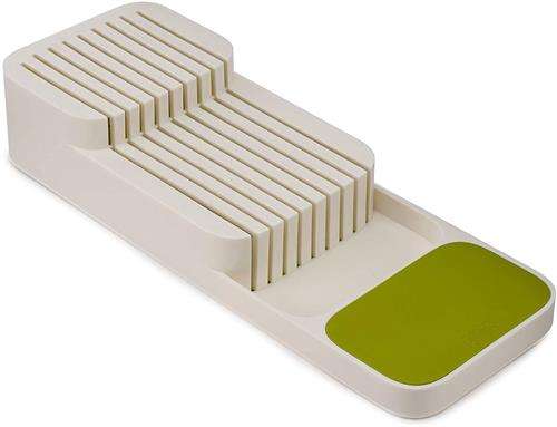 Casey Compact 2 Tier Knife Organiser White- Store Your Sharp Knives Safely In Your Cutlery Drawer...