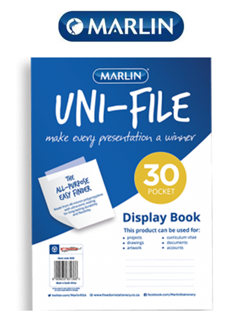Marlin Uni-File A4 Filp File 30 Page, Retail Packaging, No Warranty