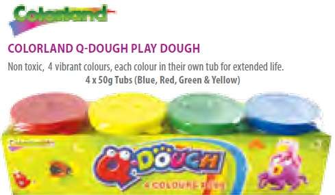 Colorland QDough Non Toxic 4 Vibrant Colours Mini Play Dough In Own Tubs- 4 Vibrant Colours Blue-...