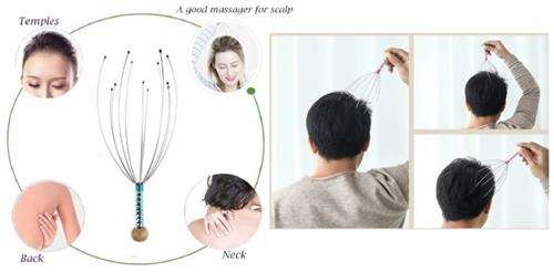Casey 12 Fingers Head And Scalp Hand Held Manual Massager Blue