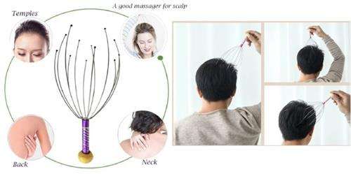 Casey 12 Fingers Head And Scalp Hand Held Manual Massager Purple