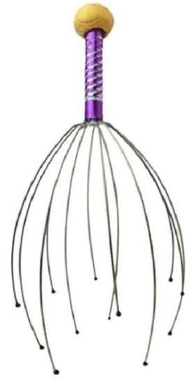 Casey 12 Fingers Head And Scalp Hand Held Manual Massager Purple