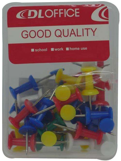 DLOffice Multicolour 24mm Pushpins Thumb Tacks Plastic Tub