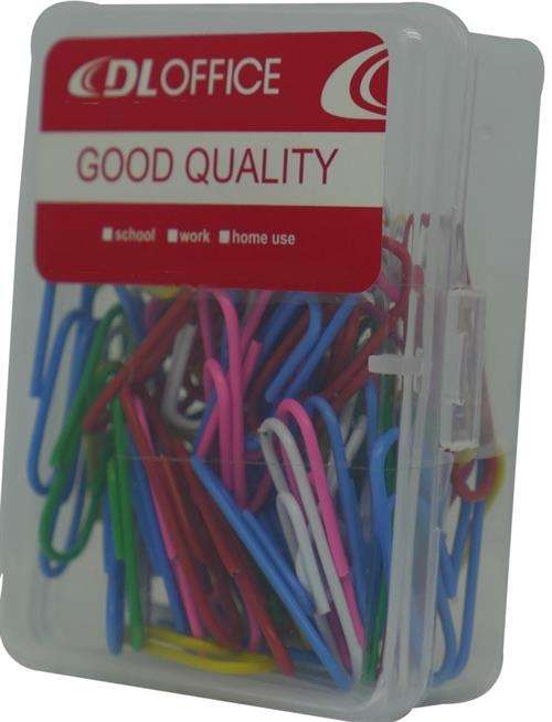 DLOffice Multicolour 28mm Paper Clips Plastic Tub of 70