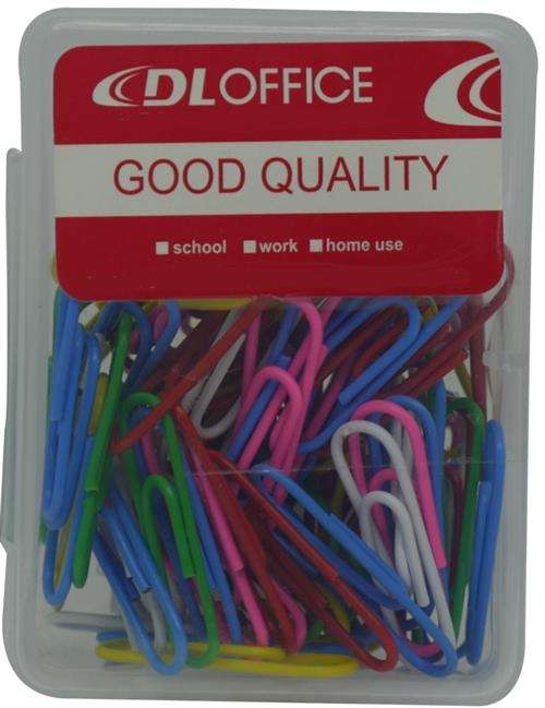 DLOffice Multicolour 28mm Paper Clips Plastic Tub of 70