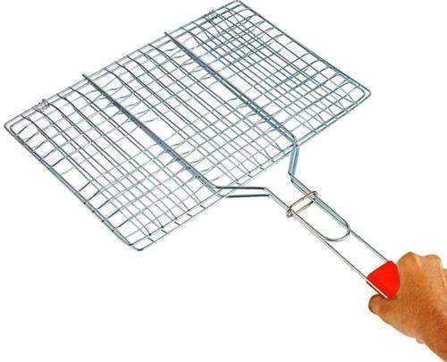 Casey Faza BBQ Rectangular Stainless Steel Medium Hand Griller 38cm Grid