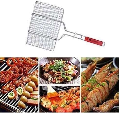 Casey Faza BBQ Rectangular Stainless Steel Medium Hand Griller 38cm Grid